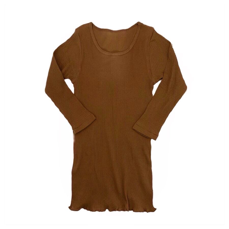 オーガニックコットン UネックTシャツ(camel) | Lochie |
