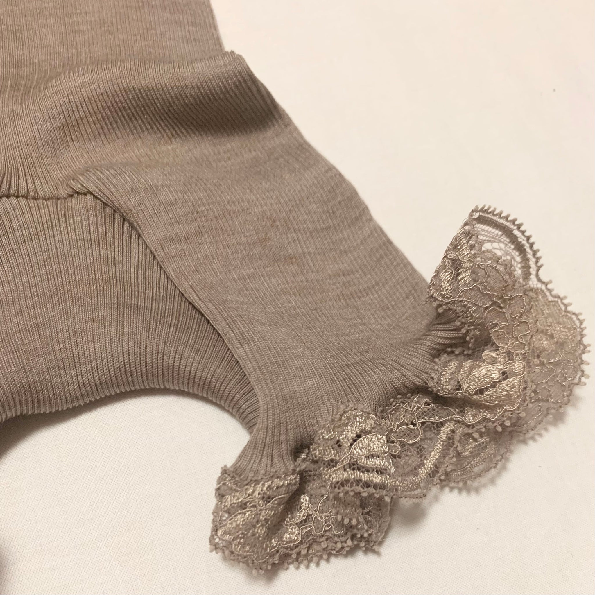 silk woolリブボトム(beige) | Lochie |