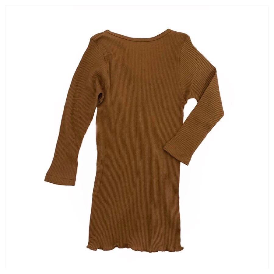 オーガニックコットン UネックTシャツ(camel) | Lochie |